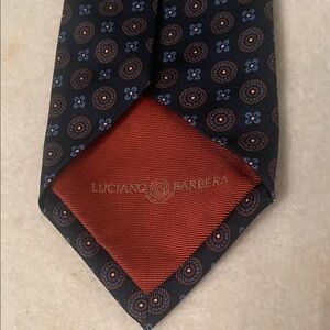 Luciano Barbera Navy and Brown Patterned Tie